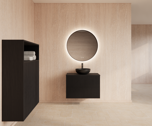 Wastafelonderkast 80cm Black Veneer⎢Gliss Hybris⎢2 softclose lades Wastafelonderkast 80cm Black Veneer⎢Gliss Hybris⎢2 softclose lades