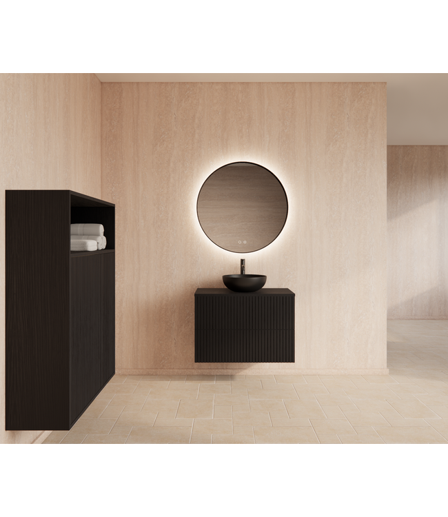 Wastafelonderkast 80cm Black Veneer⎢Gliss Hybris⎢2 softclose lades