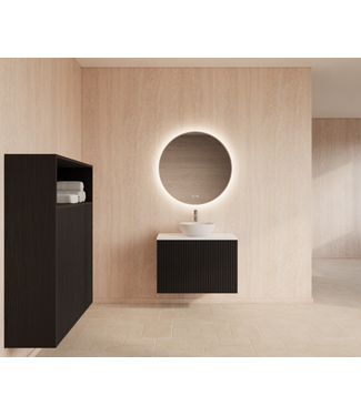 GLISS DESIGN Wastafelonderkast 80cm Black Veneer⎢Gliss Hybris⎢2 softclose lades