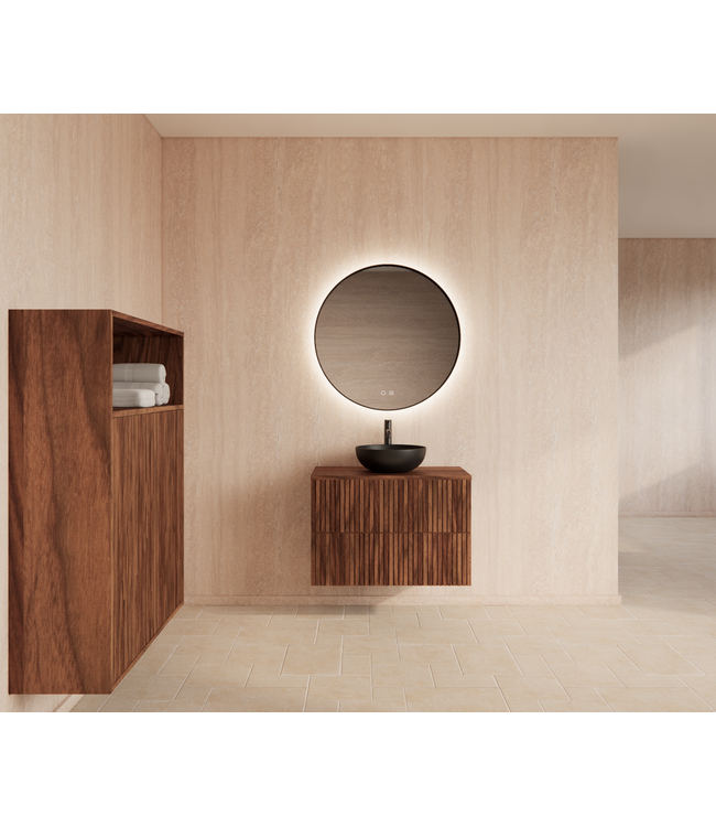 Wastafelonderkast 80cm Walnut⎢Gliss Hybris⎢2 softclose lades