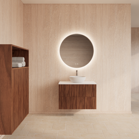 Wastafelonderkast 80cm Walnut⎢Gliss Hybris⎢2 softclose lades