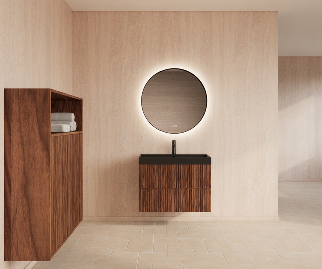 Wastafelonderkast 90cm Walnut⎢Gliss Hybris⎢2 softclose lades Wastafelonderkast 90cm Walnut⎢Gliss Hybris⎢2 softclose lades