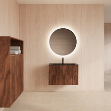 Wastafelonderkast 90cm Walnut⎢Gliss Hybris⎢2 softclose lades