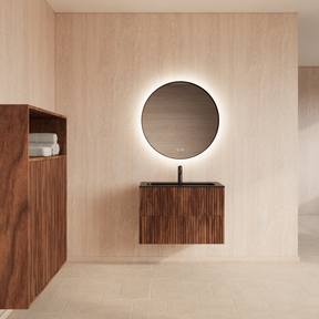 Wastafelonderkast 90cm Walnut⎢Gliss Hybris⎢2 softclose lades