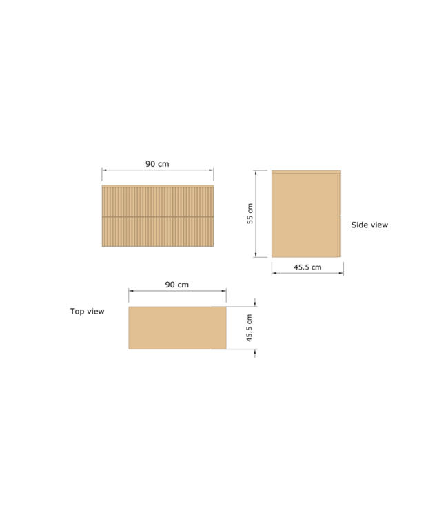 Wastafelonderkast 90cm Castle Brown⎢Gliss Hybris⎢2 softclose lades