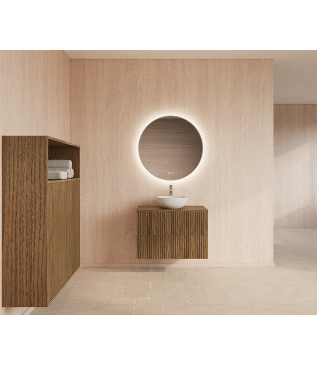 Wastafelonderkast 90cm Castle Brown⎢Gliss Hybris⎢2 softclose lades
