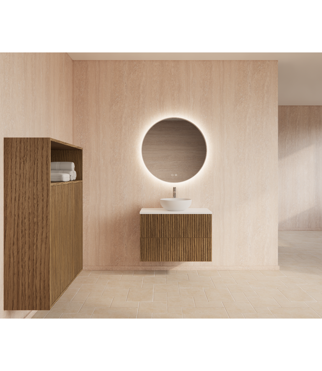 Wastafelonderkast 90cm Castle Brown⎢Gliss Hybris⎢2 softclose lades