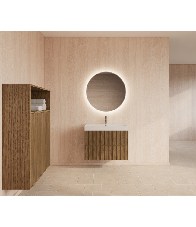 Wastafelonderkast 90cm Castle Brown⎢Gliss Hybris⎢2 softclose lades