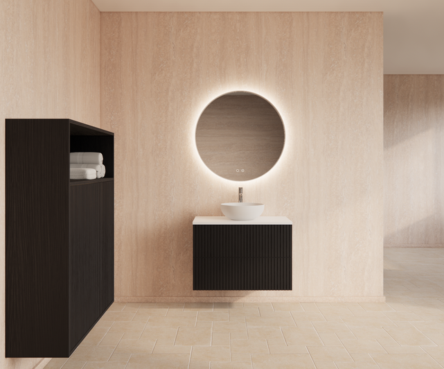 Wastafelonderkast 90cm Black Veneer⎢Gliss Hybris⎢2 softclose lades