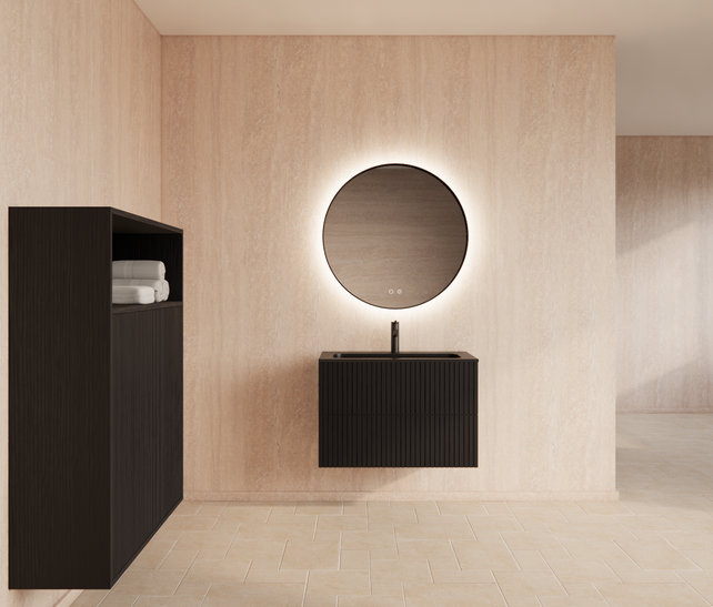 Wastafelonderkast 90cm Black Veneer⎢Gliss Hybris⎢2 softclose lades