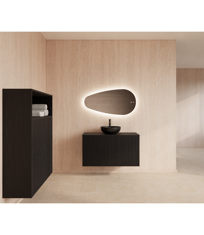 GLISS DESIGN Wastafelonderkast 100cm Black Veneer⎢Gliss Hybris⎢2 softclose lades