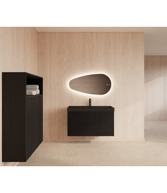 GLISS DESIGN Wastafelonderkast 100cm Black Veneer⎢Gliss Hybris⎢2 softclose lades