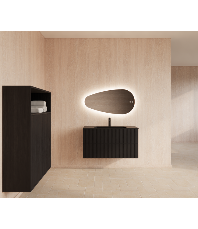 Wastafelonderkast 100cm Black Veneer⎢Gliss Hybris⎢2 softclose lades