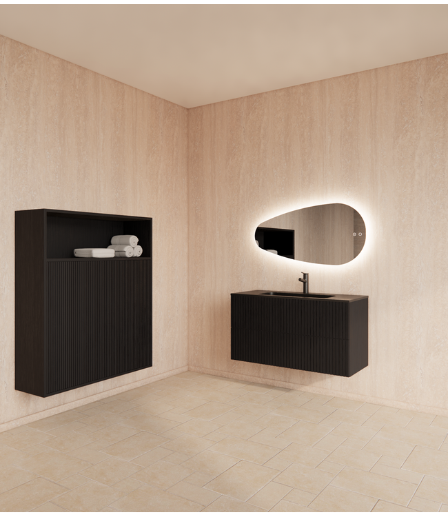 Wastafelonderkast 100cm Black Veneer⎢Gliss Hybris⎢2 softclose lades