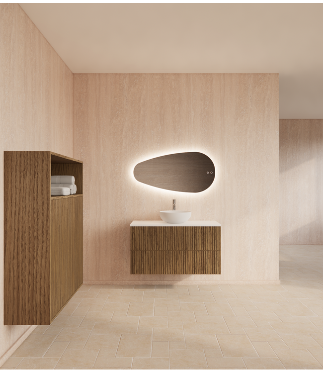 Wastafelonderkast 100cm Castle Brown⎢Gliss Hybris⎢2 softclose lades