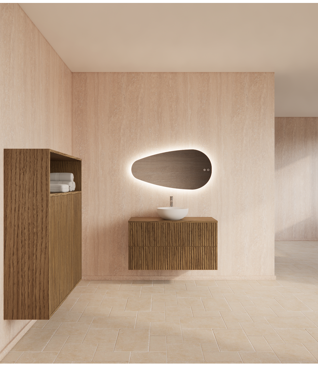 GLISS DESIGN Wastafelonderkast 100cm Castle Brown⎢Gliss Hybris⎢2 softclose lades