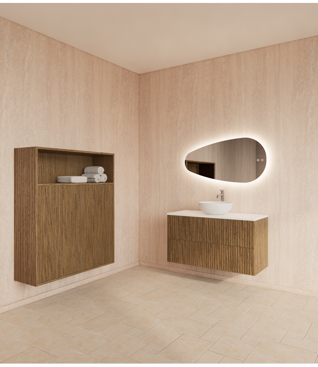 Wastafelonderkast 100cm Castle Brown⎢Gliss Hybris⎢2 softclose lades