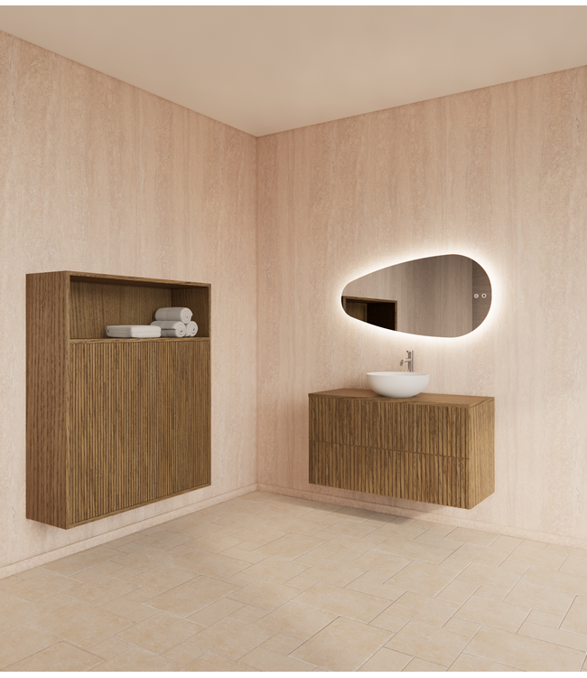 GLISS DESIGN Wastafelonderkast 100cm Castle Brown⎢Gliss Hybris⎢2 softclose lades