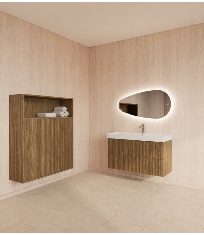 Wastafelonderkast 100cm Castle Brown⎢Gliss Hybris⎢2 softclose lades