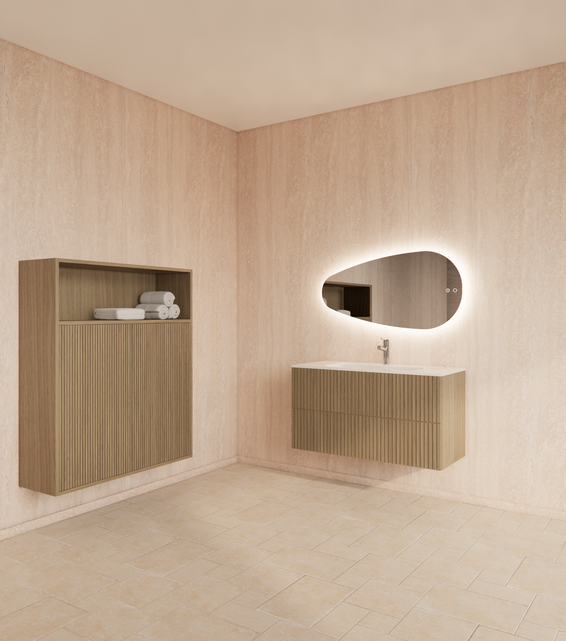 Wastafelonderkast 100cm Corn Silk⎢Gliss Hybris⎢2 softclose lades