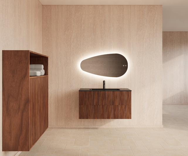 Wastafelonderkast 100cm Walnut⎢Gliss Hybris⎢2 softclose lades