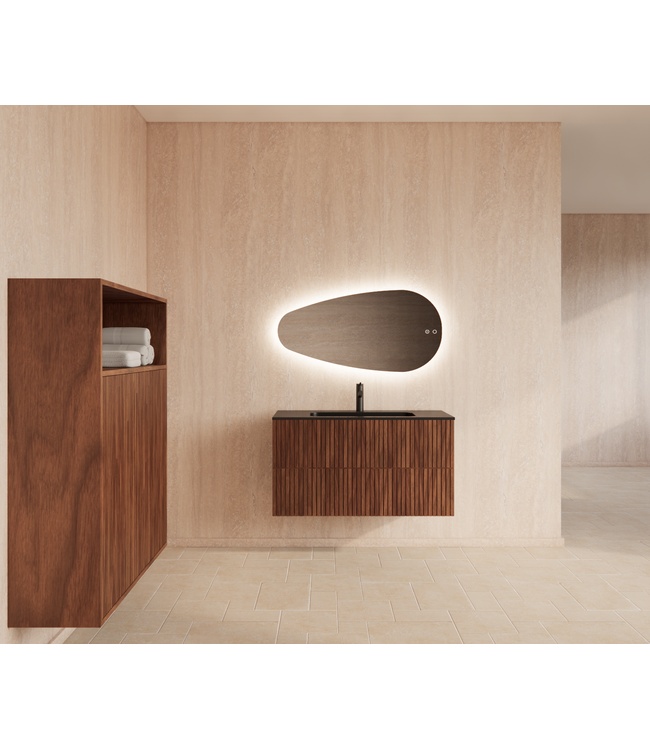 Wastafelonderkast 100cm Walnut⎢Gliss Hybris⎢2 softclose lades