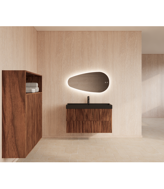 GLISS DESIGN Wastafelonderkast 100cm Walnut⎢Gliss Hybris⎢2 softclose lades