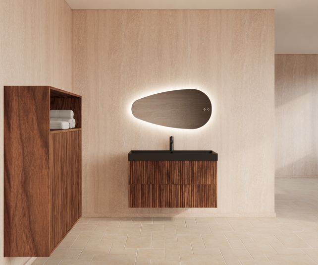 Wastafelonderkast 100cm Walnut⎢Gliss Hybris⎢2 softclose lades