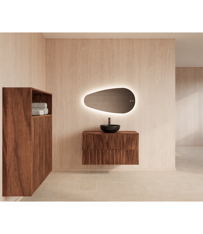 Wastafelonderkast 100cm Walnut⎢Gliss Hybris⎢2 softclose lades