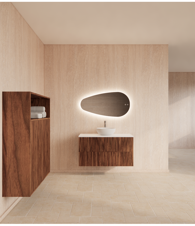 Wastafelonderkast 100cm Walnut⎢Gliss Hybris⎢2 softclose lades