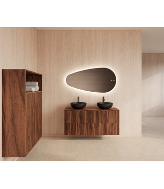 GLISS DESIGN Wastafelonderkast 120cm Walnut⎢Gliss Hybris⎢2 softclose lades