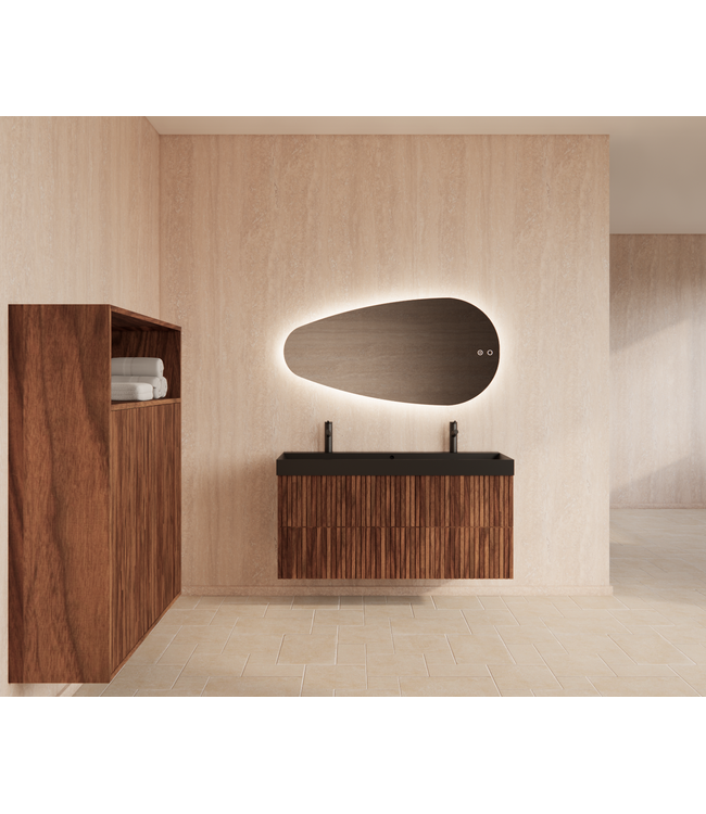 Wastafelonderkast 120cm Walnut⎢Gliss Hybris⎢2 softclose lades