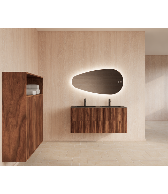 Wastafelonderkast 120cm Walnut⎢Gliss Hybris⎢2 softclose lades