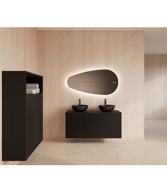 GLISS DESIGN Wastafelonderkast 120cm Black Veneer⎢Gliss Hybris⎢2 softclose lades
