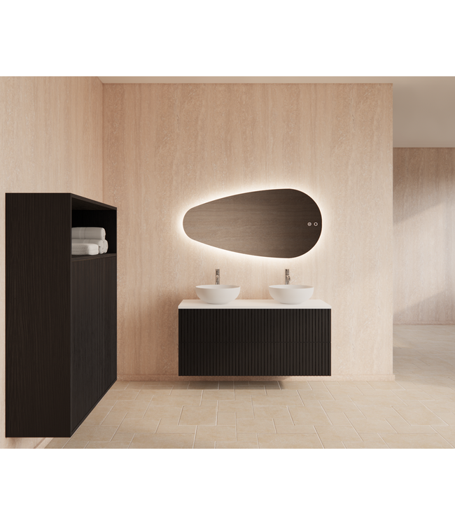 GLISS DESIGN Wastafelonderkast 120cm Black Veneer⎢Gliss Hybris⎢2 softclose lades