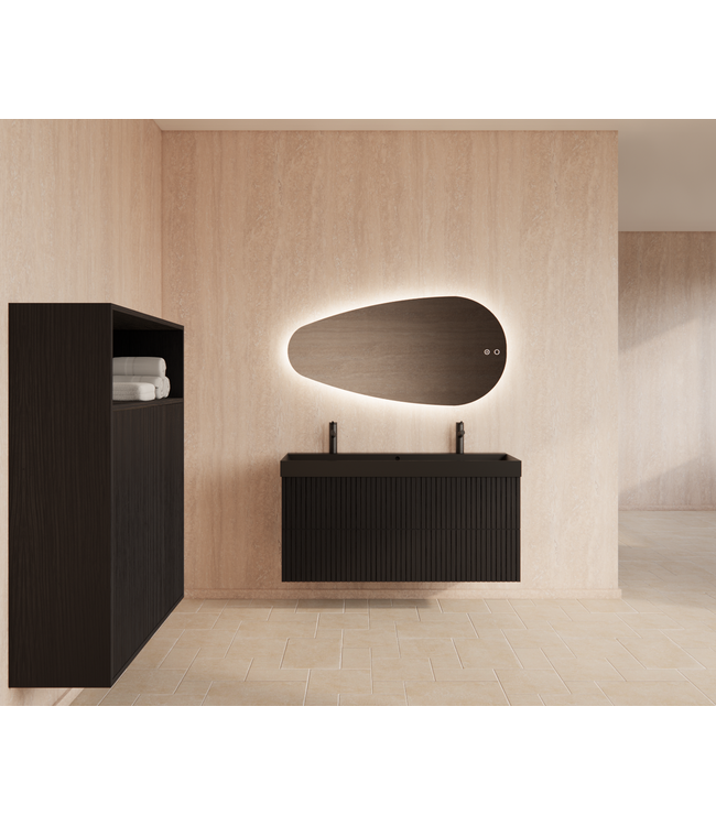 GLISS DESIGN Wastafelonderkast 120cm Black Veneer⎢Gliss Hybris⎢2 softclose lades