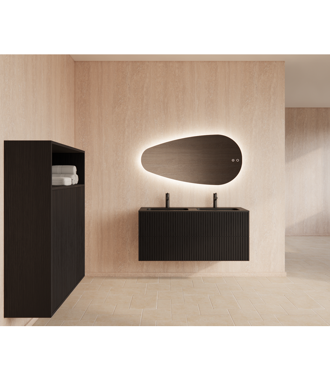GLISS DESIGN Wastafelonderkast 120cm Black Veneer⎢Gliss Hybris⎢2 softclose lades