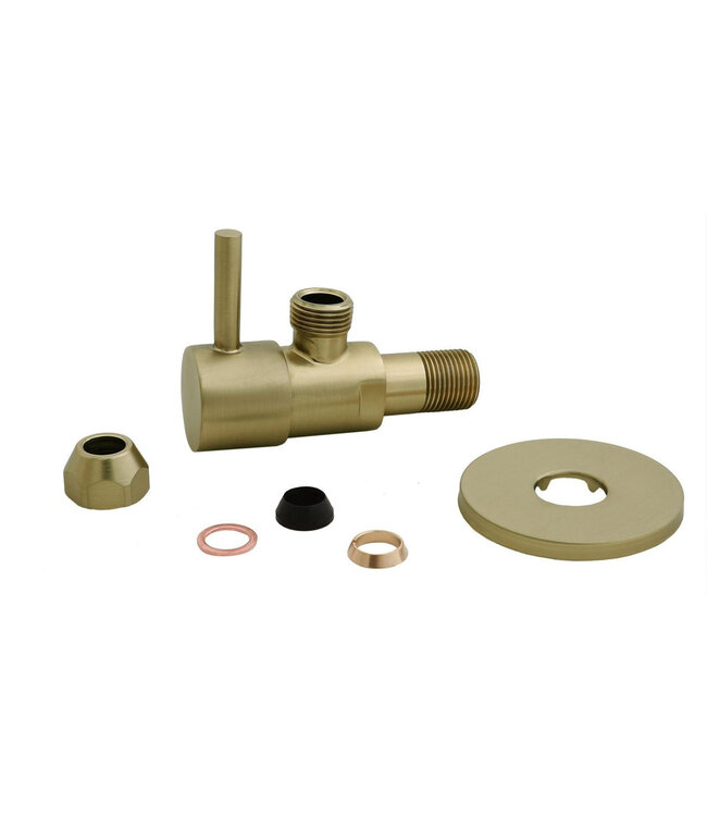 Wiesbaden Hoekstopkraan Minimal Geborsteld Messing 3/8" x 3/8" of knel 10 mm - 22.3621