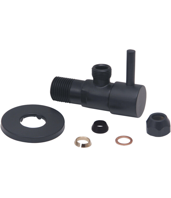 Hoekstopkraan Minimal Mat Zwart 3/8" x 3/8" of knel 10 mm - 22.2611