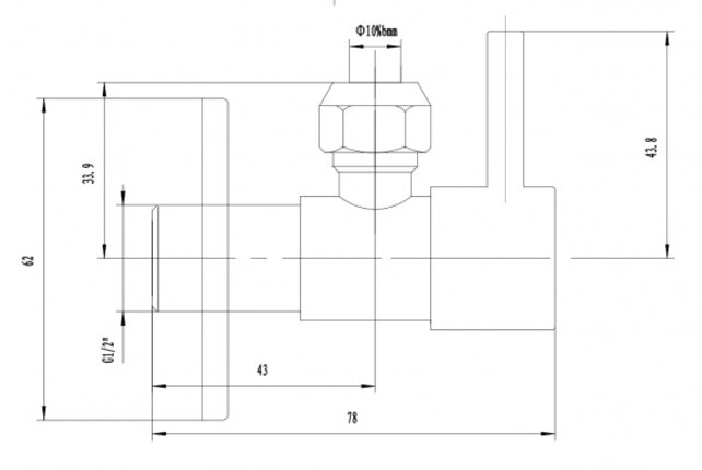 Hoekstopkraan Minimal Chroom 1/2" x 3/8" of knel 10 mm - 22.3610