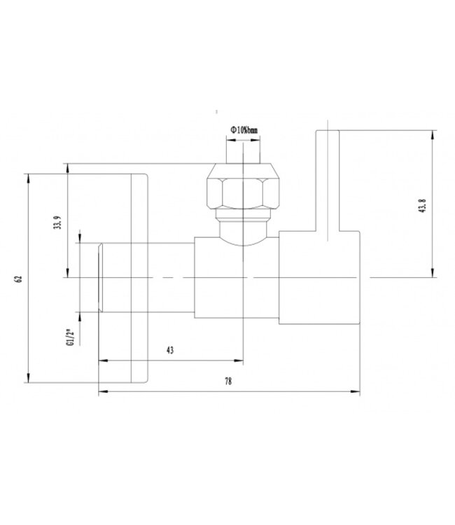 Hoekstopkraan Minimal Gunmetal 1/2" x 3/8" of knel 10 mm - 22.3617