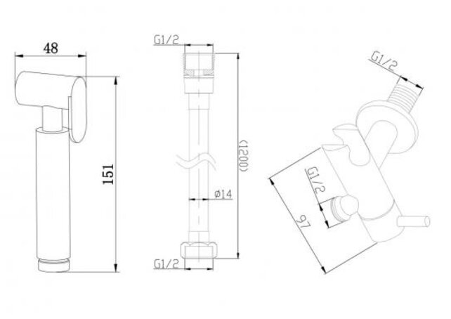 Wiesbaden Bidetset met handdouche en doucheslang chroom 1/2" - 29.4305 Wiesbaden Bidetset met handdouche en doucheslang chroom 1/2" - 29.4305