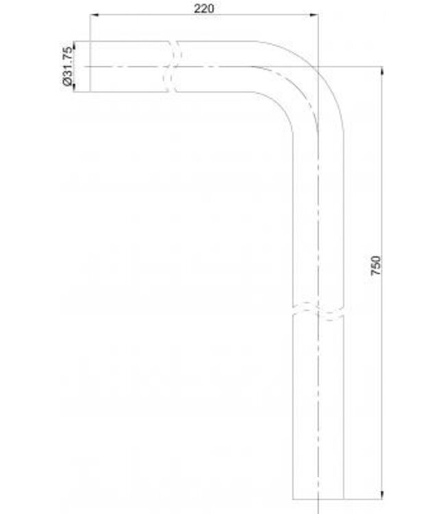 Wiesbaden Vloerbuis Mat Zwart - 75 x 22 x 3,2 cm - 33.3558