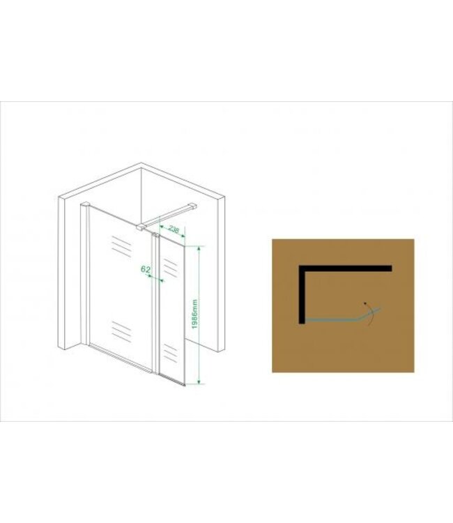 Wiesbaden Draaibare zijwand Comfort 30x200cm⎢10mm Veiligheidsglas nano helder glas/chroom - 20.3842