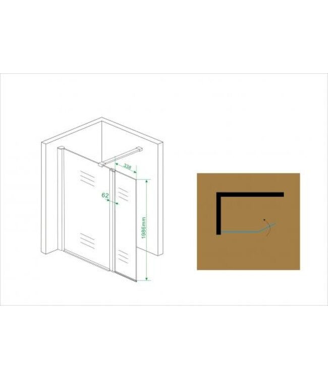 Wiesbaden Draaibare zijwand Comfort 40x200cm⎢10mm Veiligheidsglas nano helder glas/chroom - 20.3843