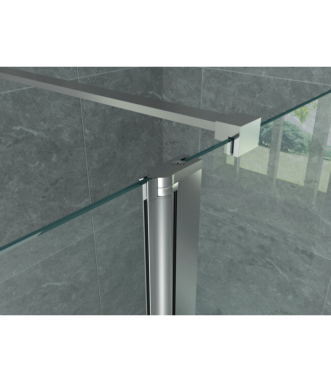 Aloni Draaibare zijwand Comfort 30x200cm⎢8mm Veiligheidsglas nano helder glas/chroom