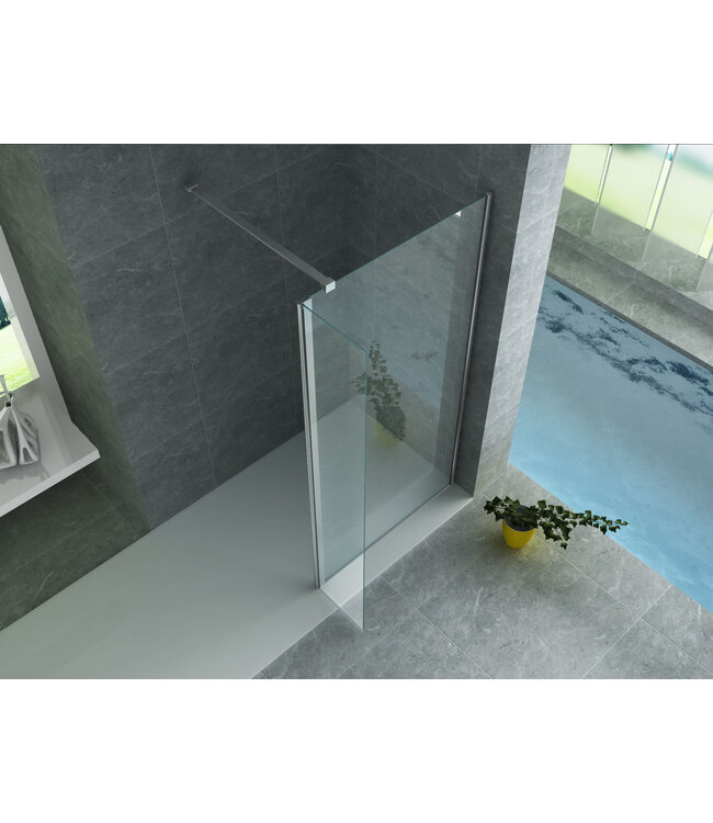 ALONI Aloni Draaibare zijwand Comfort 30x200cm⎢8mm Veiligheidsglas nano helder glas/chroom