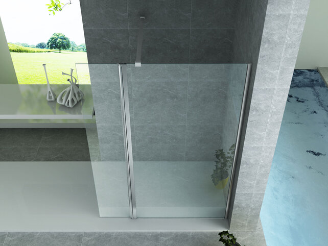 Aloni Draaibare zijwand Comfort 40x200cm⎢8mm Veiligheidsglas nano helder glas/chroom