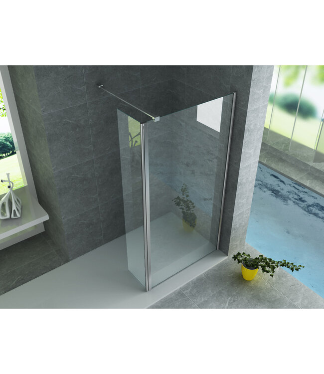 Aloni Draaibare zijwand Comfort 50x200cm⎢8mm Veiligheidsglas nano helder glas/chroom
