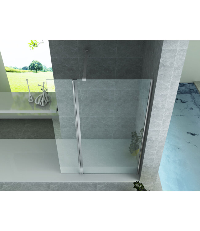 Aloni Draaibare zijwand Comfort 60x200cm⎢8mm Veiligheidsglas nano helder glas/chroom